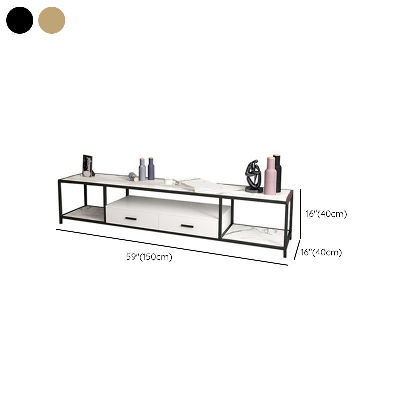 Open Shelving Media Console TV Stand Stone TV Stand with Drawers