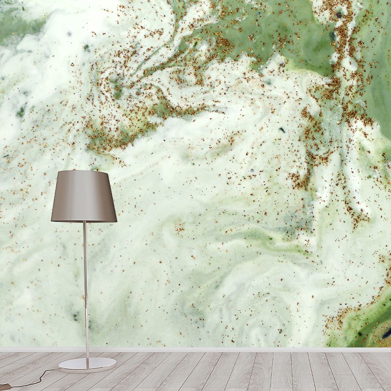 Big Waves Wall Paper Mural Light Green Non-Woven Wall Decor, Washable, Made to Measure