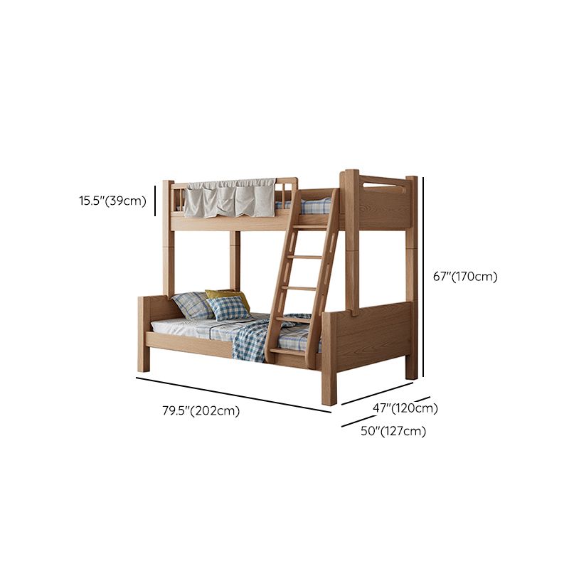 Modern Solid Wood Bunk Bed Panel Headboard Beech Kids Bed with Staircase