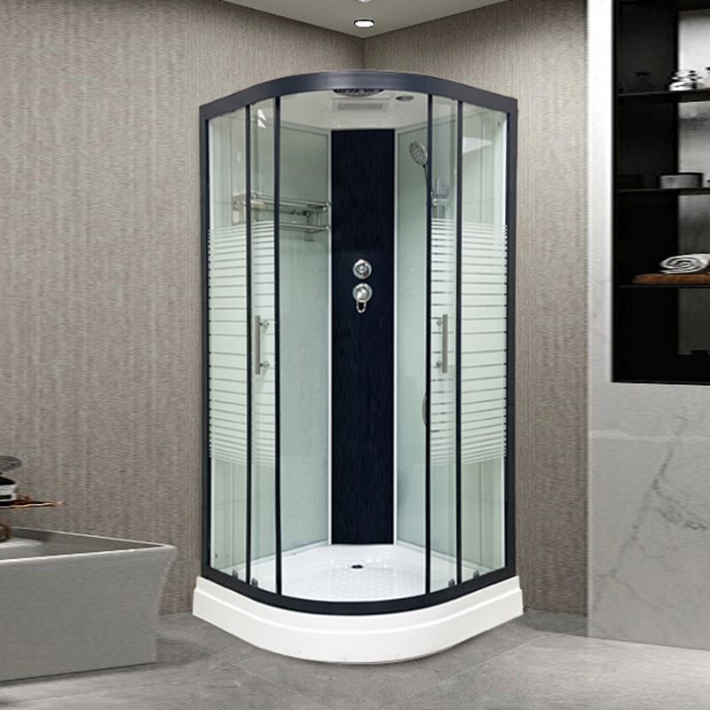 Round Shower Stall Corner Double Sliding Tempered Glass Shower Stall