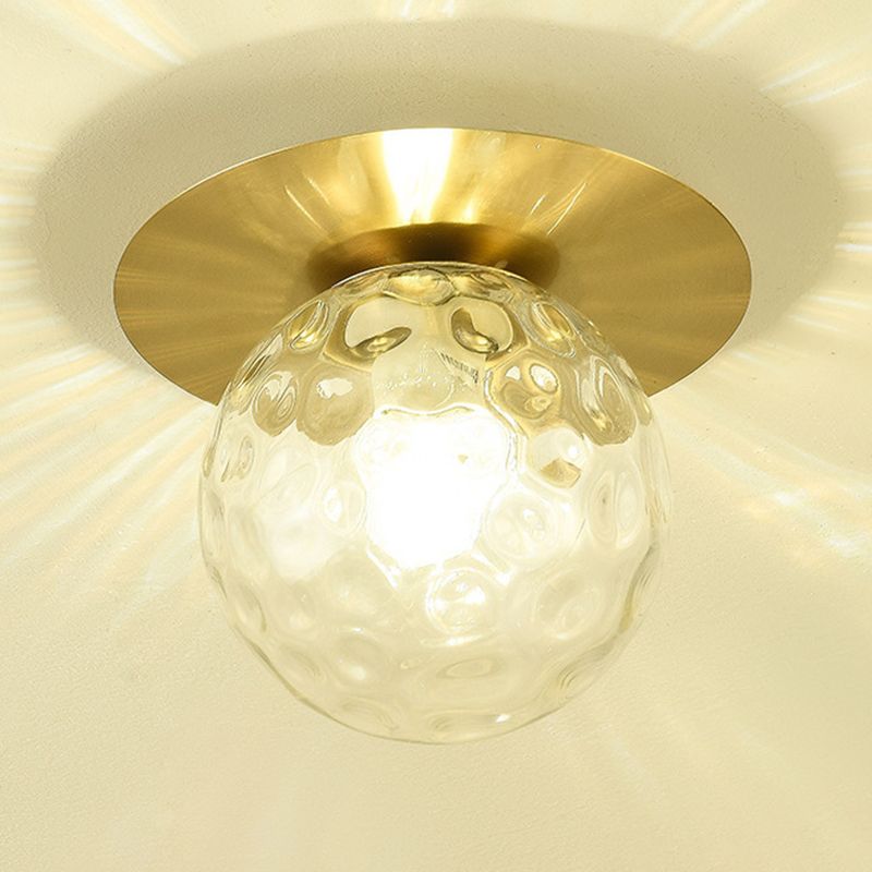 Sphere Semi Flush Chandelier Contemporary Frosted Glass Ceiling Mount Light Fixture for Hallway