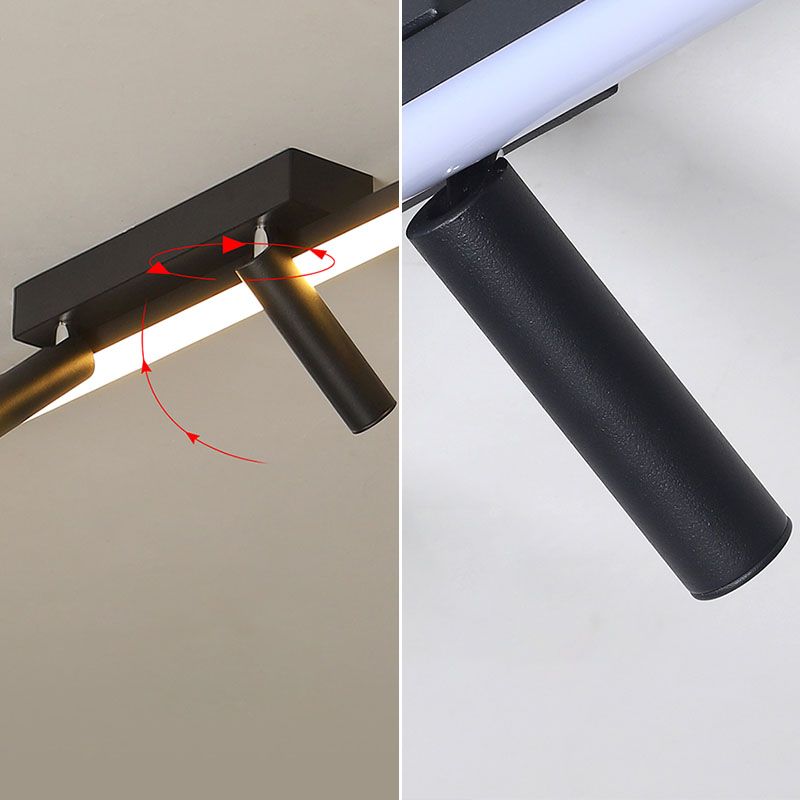 Modern Strip Ceiling Light Metal Black 3 Lights Track Flush Mount Light for Living Room