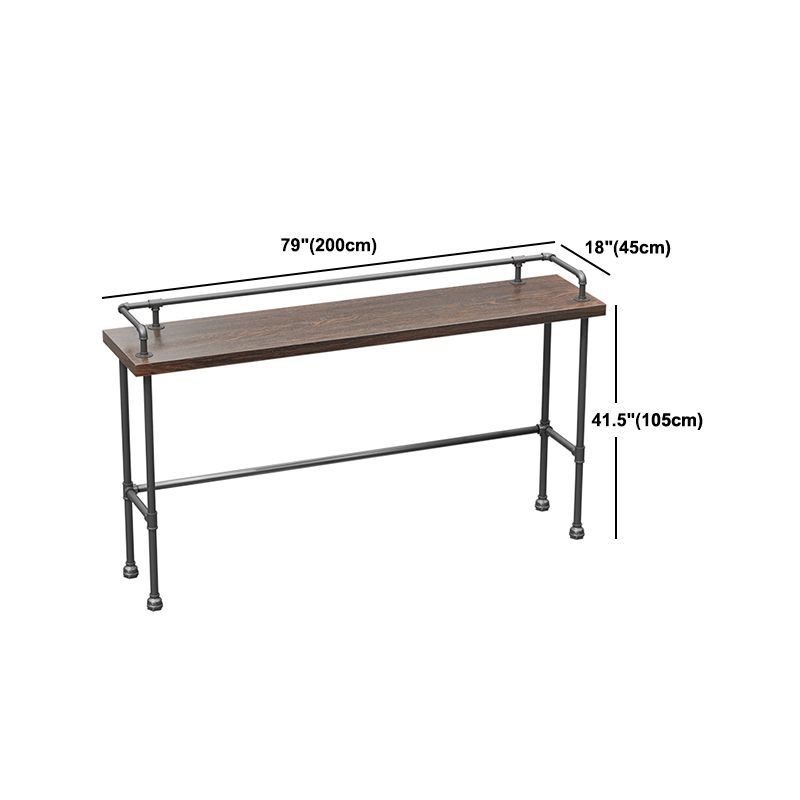 Pine Wood Top Bar Table Rectangular Industrial Bar Table with Trestle Base