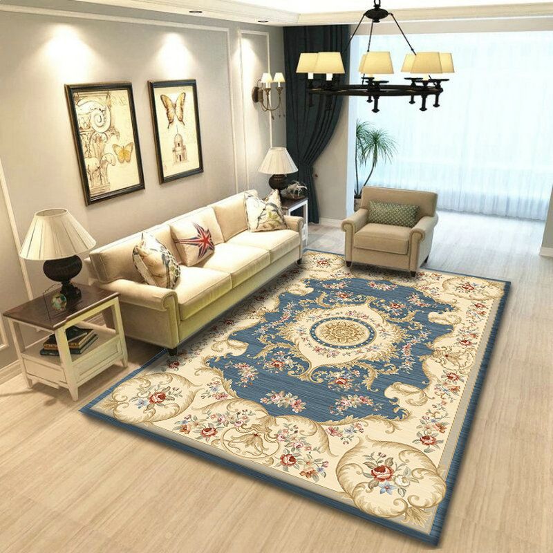 Luxus Mitte des Jahrhunderts Moderner Rug Antik Blumen gedruckter Teppich Polyester Anti-Rutsch-Rückseite Teppich für Wohnzimmer