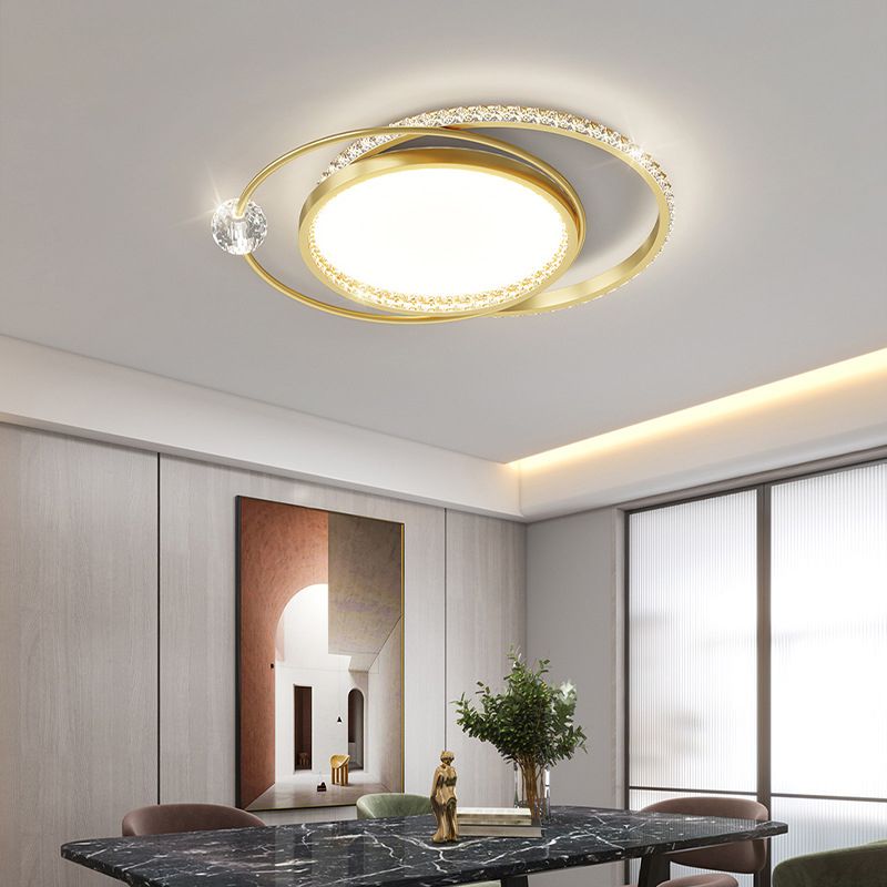 Geometric Flush Light Contemporary Crystal 1 Light Flush Ceiling Light