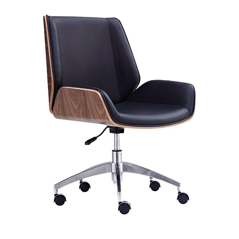 Contemporary Office Chair Faux Leather Task Mid Back Chair with Wheels