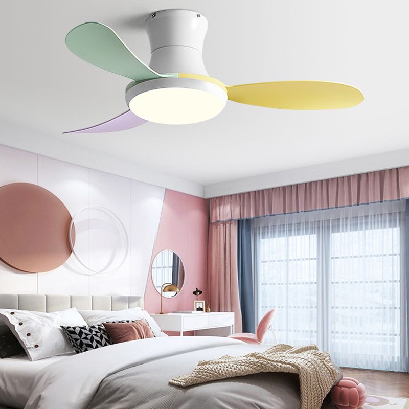 Metal Fan Shape Ceiling Fan Kid Style 1-Light Ceiling Mount Fans Fixtures