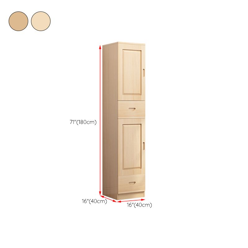 Solid Wood Kid's Wardrobe Light Wood Wardrobe Closet with Garment Rod