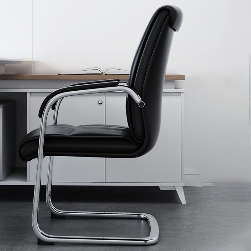 Modern Leather Management Conference Chair No Wheels Conference Chair