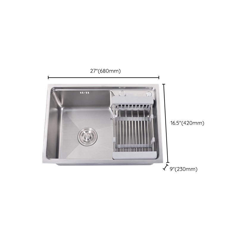 Stainless Steel Kitchen Sink 1 Holes Drop-In Noise-cancelling Design Kitchen Sink