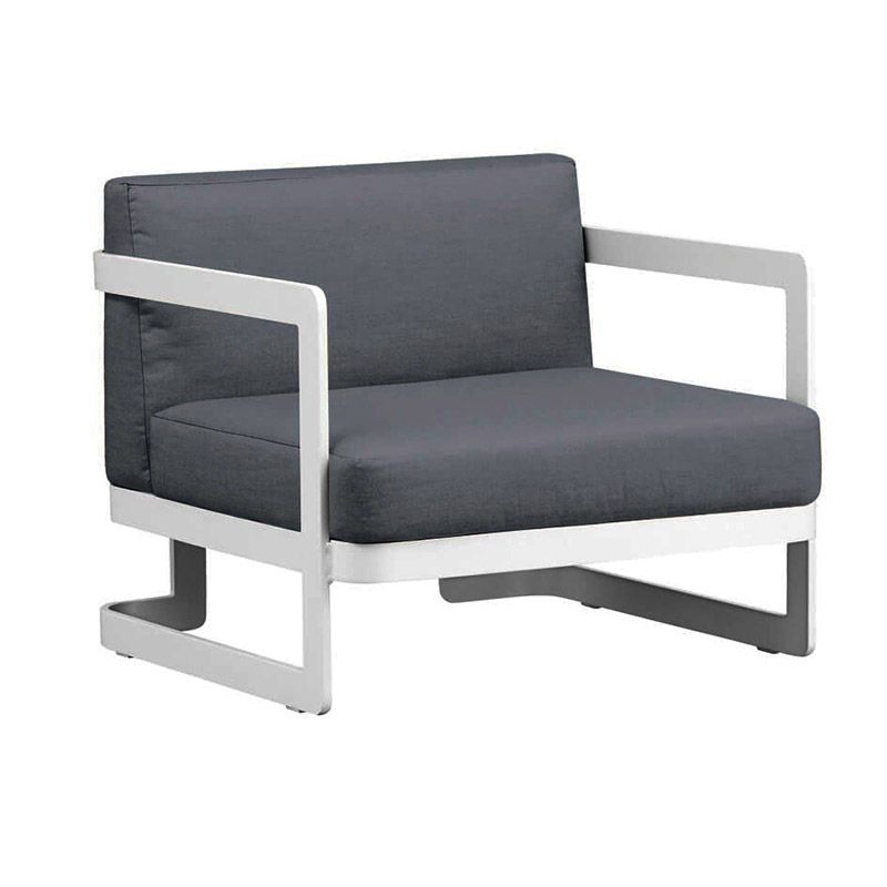 Contemporary Gray Cushion Patio Sofa Aluminum Frame Outdoor Patio Sofa -25.6" H