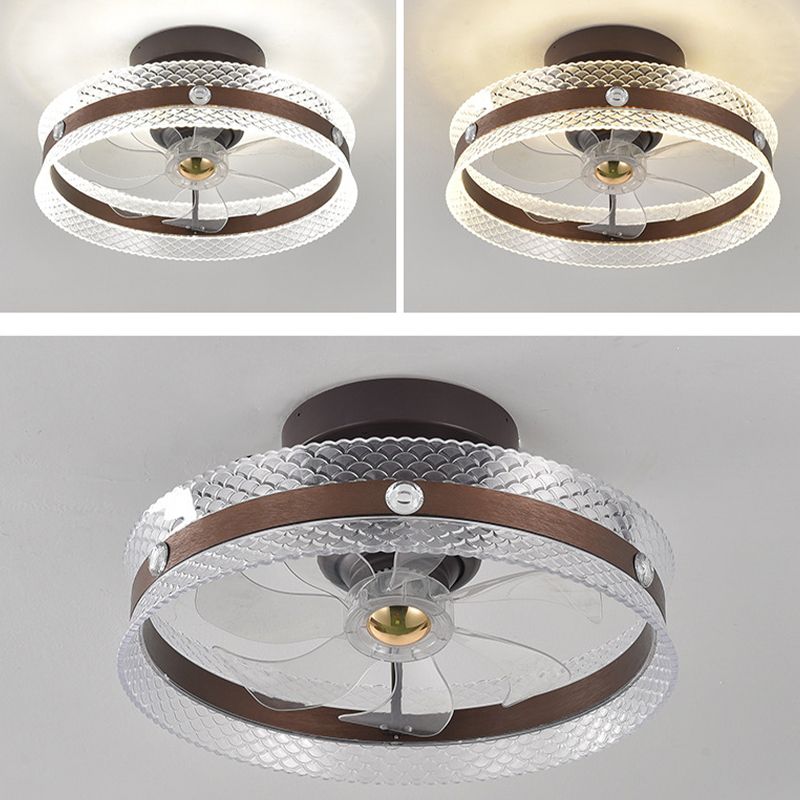 7-Blade LED Ceiling Fan Modern Metallic Black Fan with Light for Home