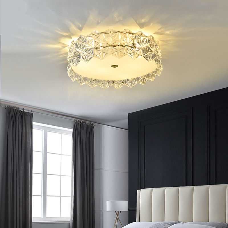 4/6/8-Light Modernism Golden Finish Flush Mount Lighting Round Glass Ceiling Light