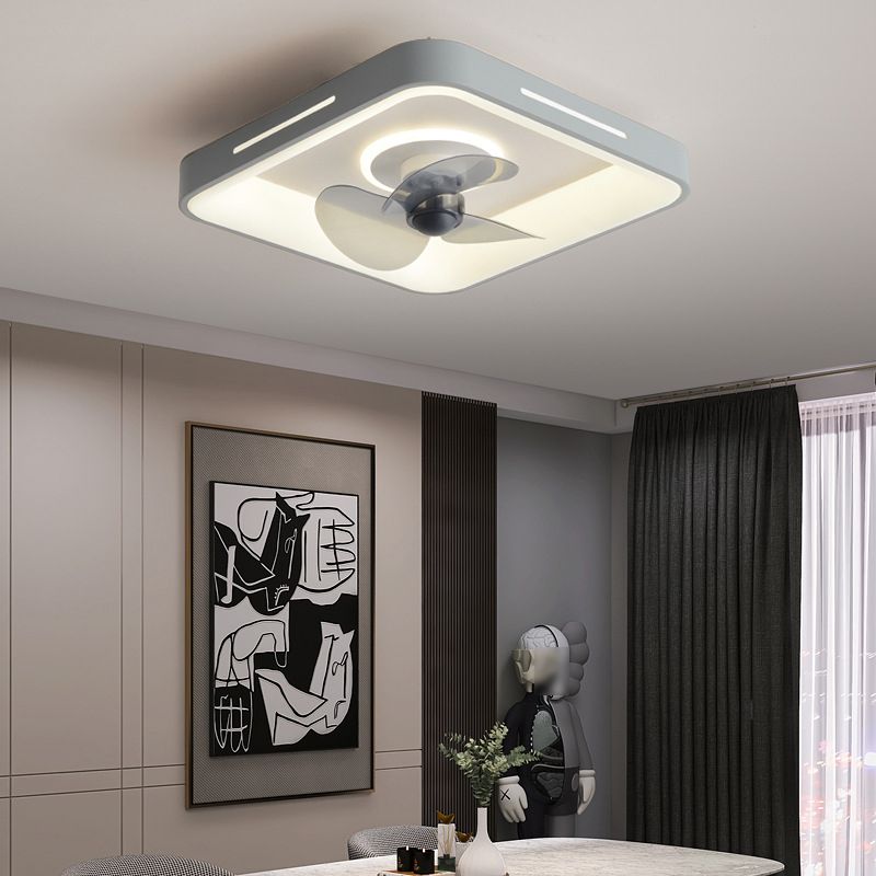 Ventilateur de plafond géométrique en métal lumières modernes 2 lumières LED LED LUME