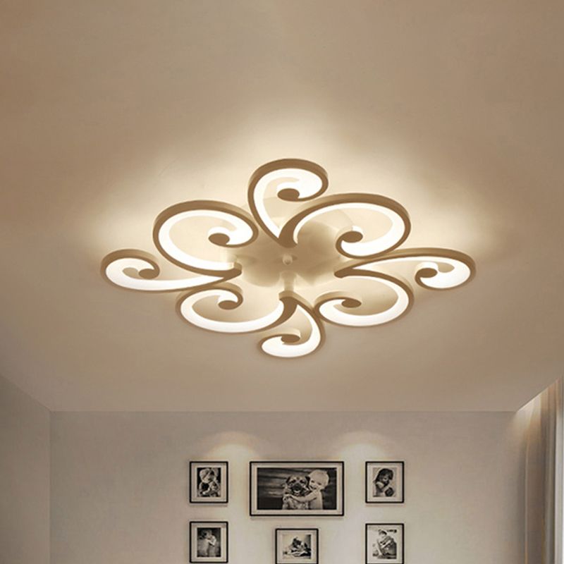 Modern LED Petal Flush Mount Light Acrylic 2/3/4-Light Bedroom Ceiling Lamp in Warm/White/Natural Light