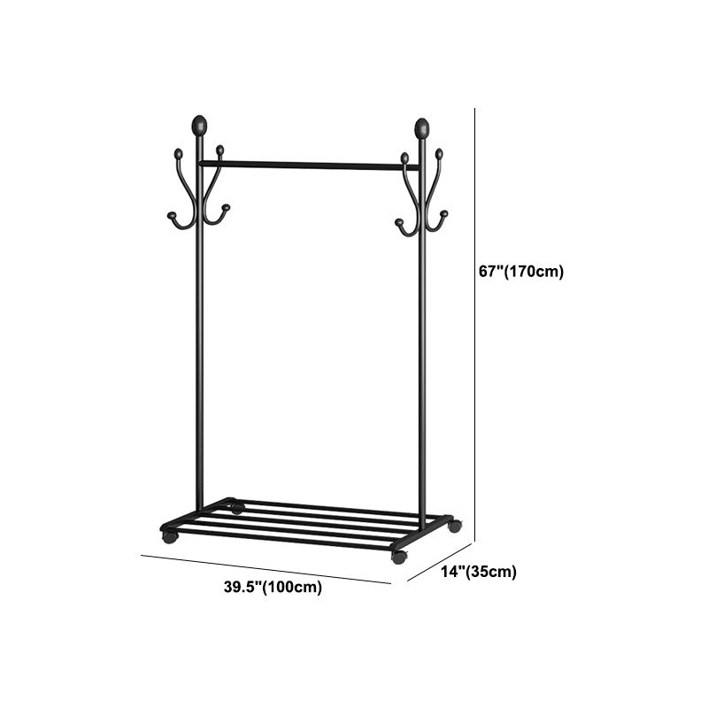 Modern Hall Stand with Hooks and Castors Storage Shelf Coat Hanger