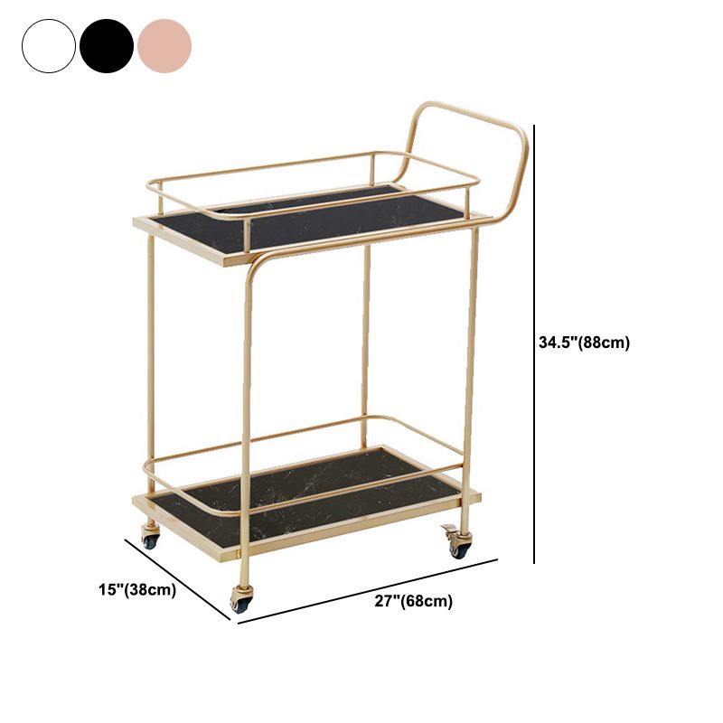 34.65"H Rolling Contemporary Prep Table Metal Prep Table with Towel Rack