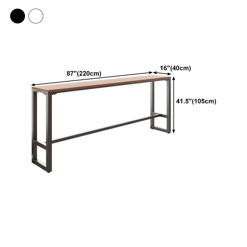 Wood Top Bar Table Industrial Bar Dining Table with Trestle Base