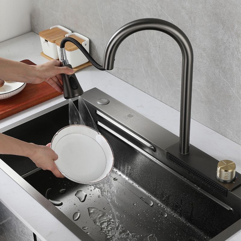 Contemporary Kitchen Sink Corrosion Resistant 3 Holes Kitchen Sink with Drain Assembly