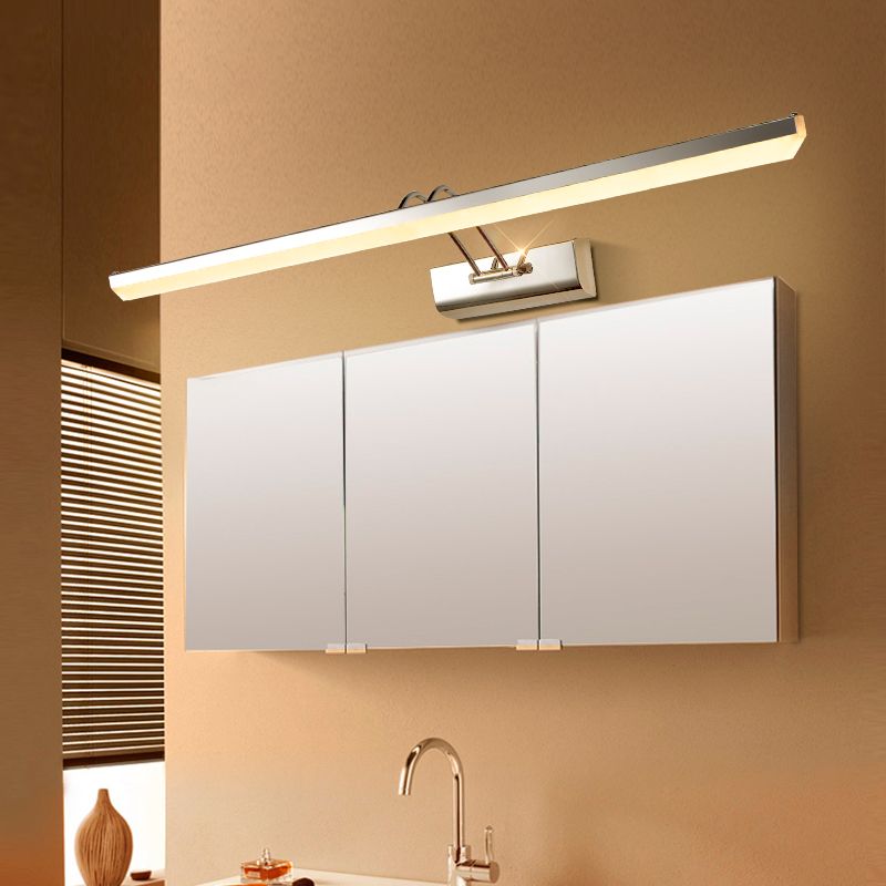 Vanité moderne linéaire Lumière Mirror LED à 1 lumière Light pour la salle de bain en argent