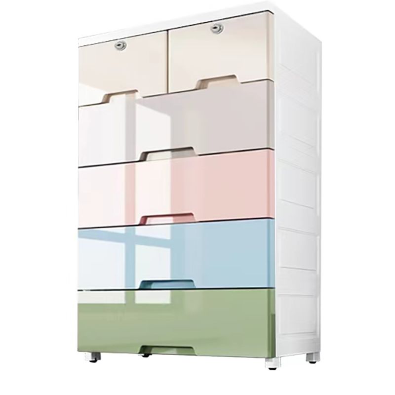 Modern Style Kids Nightstand Plastic Nursery Dresser with 5/6 Drawers