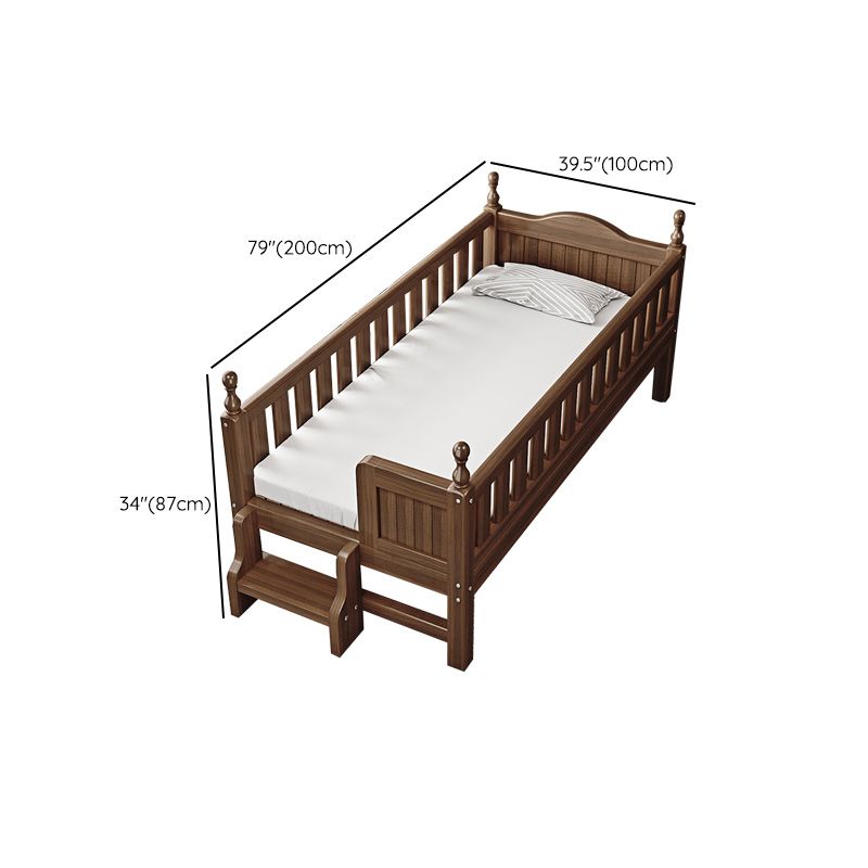 Traditional Brown Nursery Crib in Solid Wood Convertible Crib