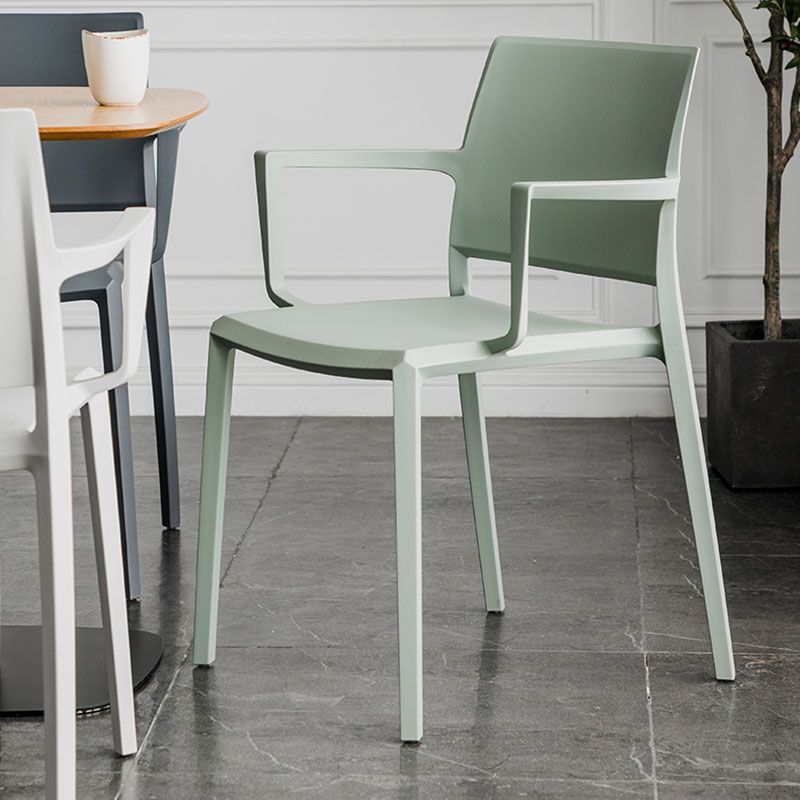 Scandinavian Plastic Dining Arm Side Chairs Solid Back Chair