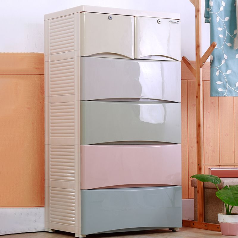 Modernism Plastic Nursery Dresser Vertical Kids Nightstand for Bedroom