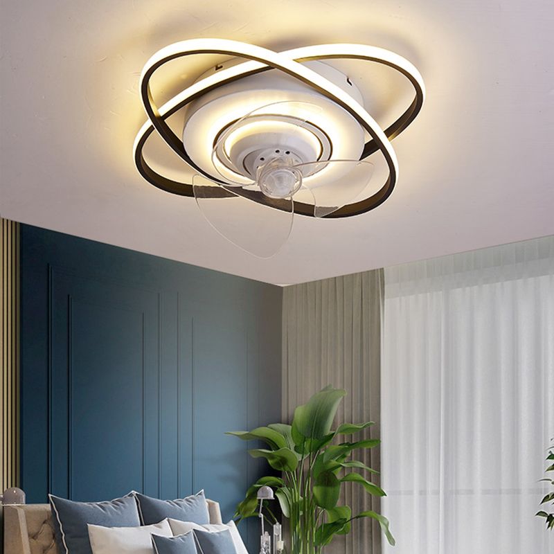 Oval LED Ceiling Fan Light Simple Ceiling Mount Lamp with Acrylic Shade for Bedroom