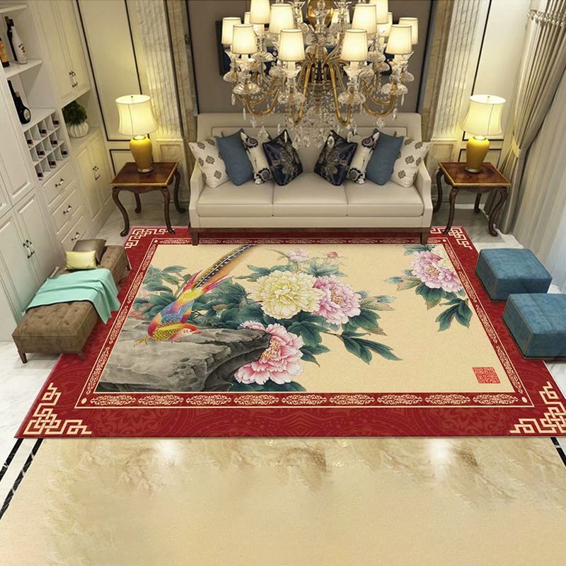 Multicolor Nostalgia Indoor Rug Polyester Ink Print Carpet Easy Care Rug for Home Decoration