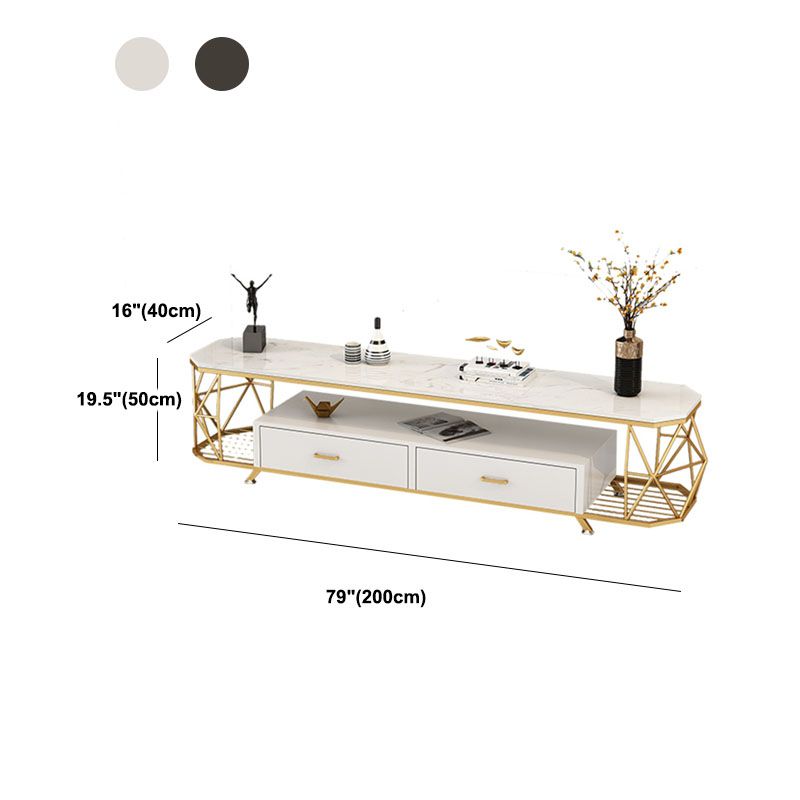 Glam Style TV Stand 4 Tier Enclosed Storage TV Console with 2 Drawers