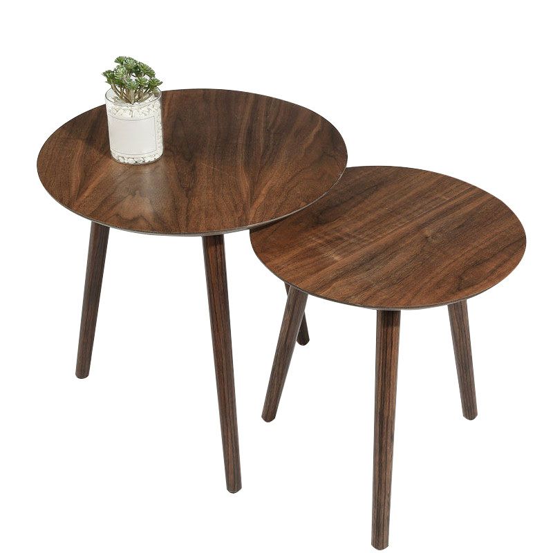 Modern 3 Legs Cocktail Table Round Wood Coffee Table - Brown