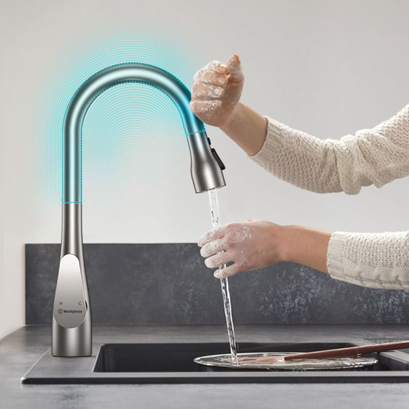 Modern Touch Sensor Kitchen Sink Faucet Swivel Spout with Pull Down Sprayer