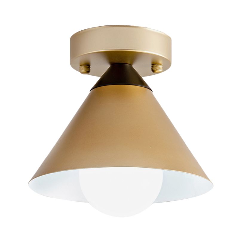 Conical Ceiling Mounted Fixture Modernist Metallic 1-Light Gold Finish Flushmount Light