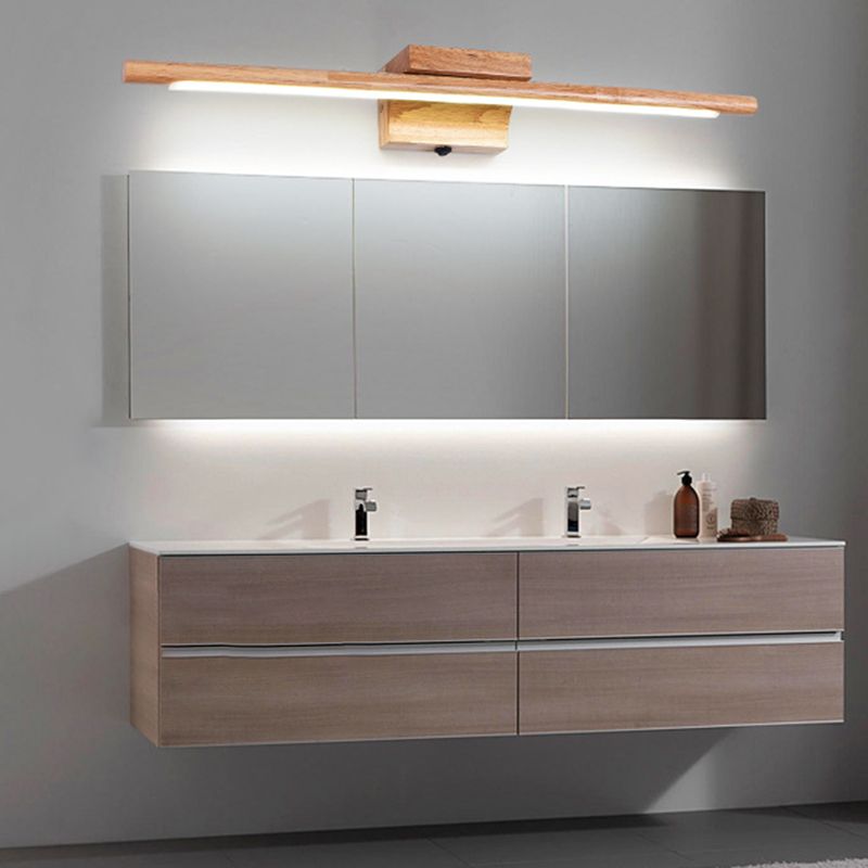 Modern Wooden Mirror Front Light LED Vanity Light with Acrylic Shade for Bathroom