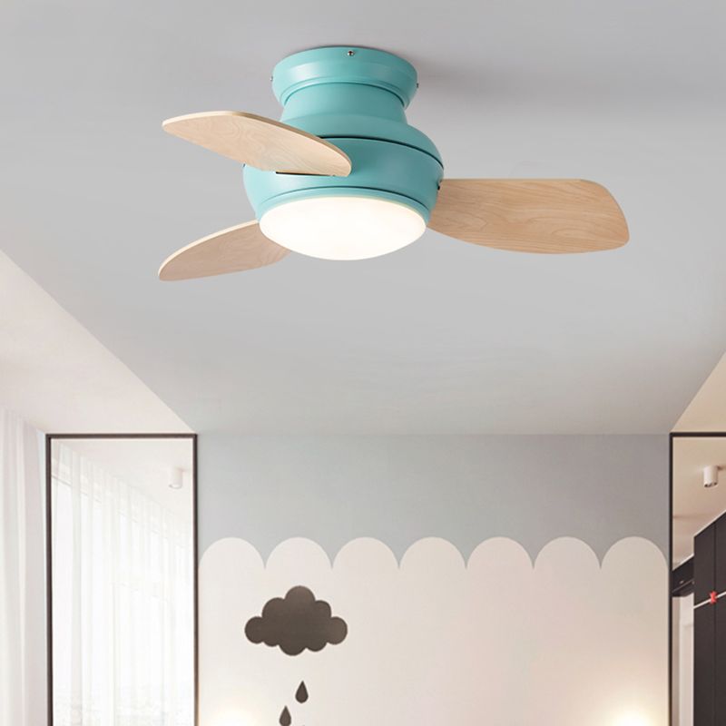 Nordic Style Iron Ceiling Fan Lamp Colorful 1-light Ceiling Fan Light for Bedroom