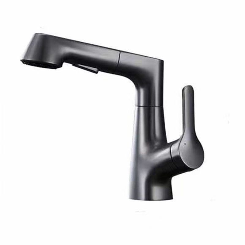 Modern Vessel Sink Faucet Lever Handle Copper Low Arc Retractable Vessel Faucet