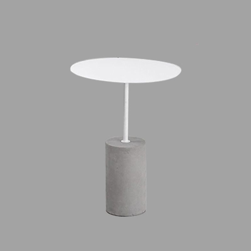 Modern Round Table Top Side End Table with Cement Pedestal Leg