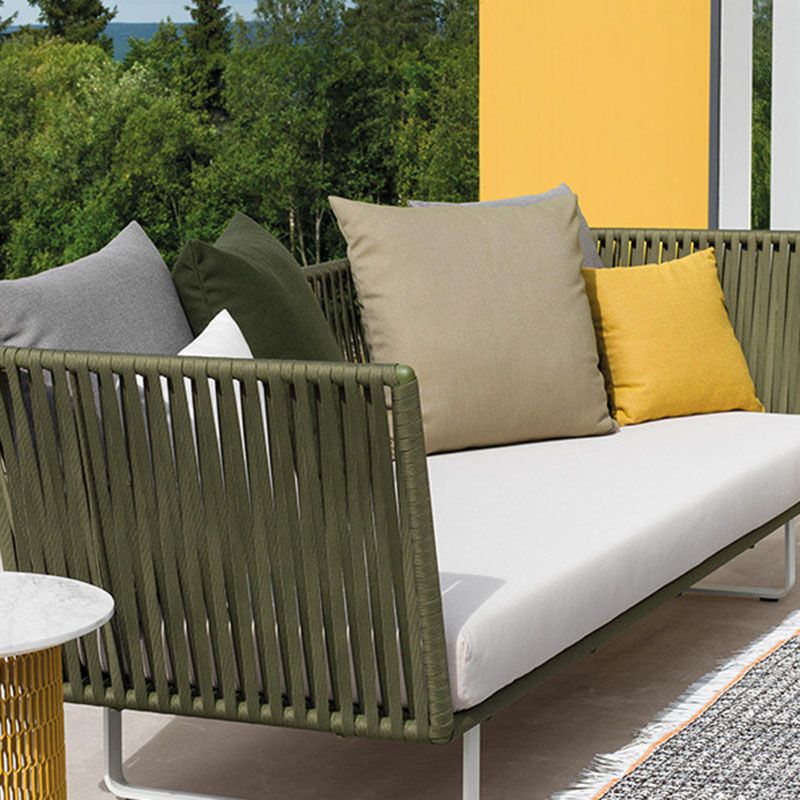 Contemporary Patio Sofa UV Resistant Outdoor Patio Sofa with Cushions