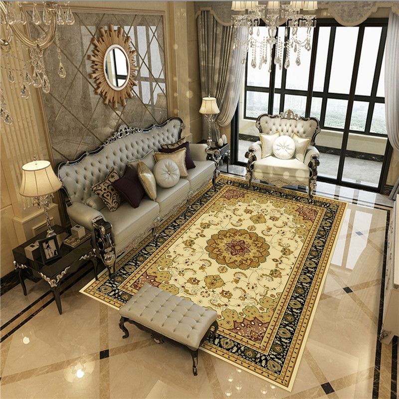 Antique Multicolor Glam Rug Polyester Floral Printed Carpet Pet Friendly Stain Resistant Anti-Slip Rug for Home