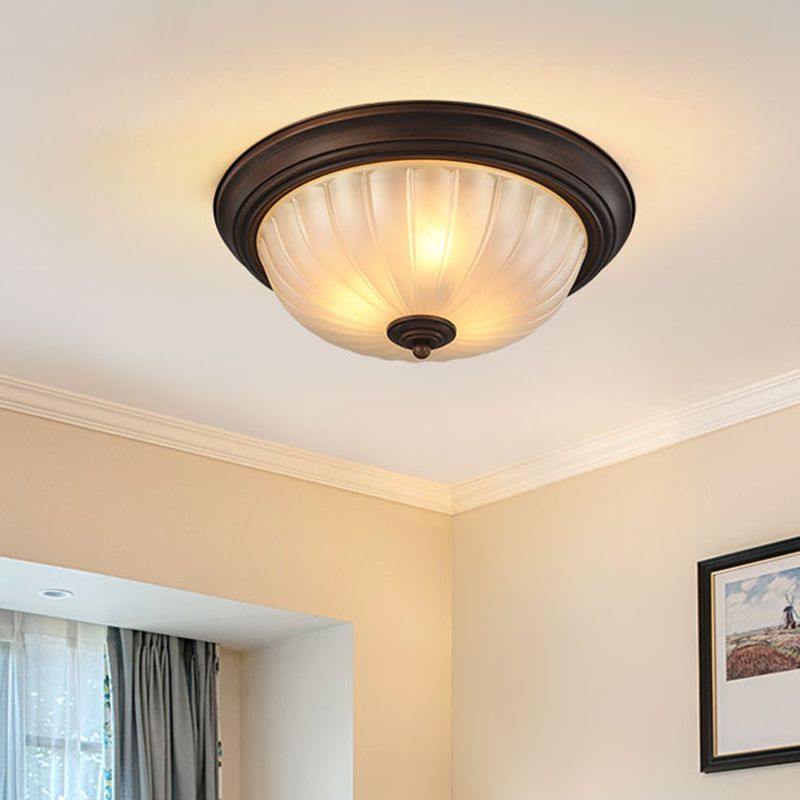 Bowl-Shaped Glass Flush Mount Ceiling Light Classic Bedroom Flush Mount Light Fixture