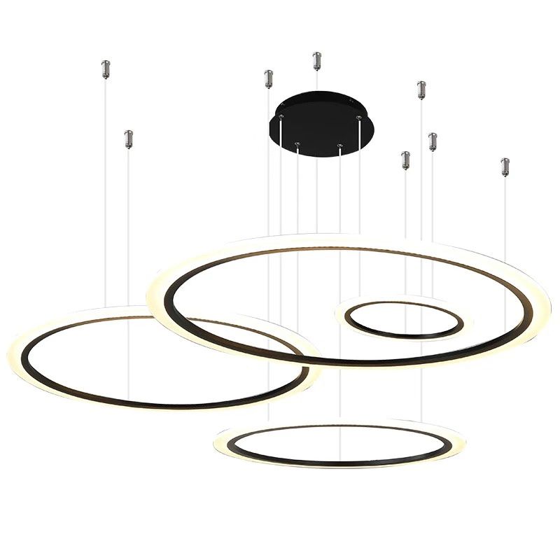 Contemporary Black Circular Chandelier Light Fixtures Restaurant Hanging Chandelier