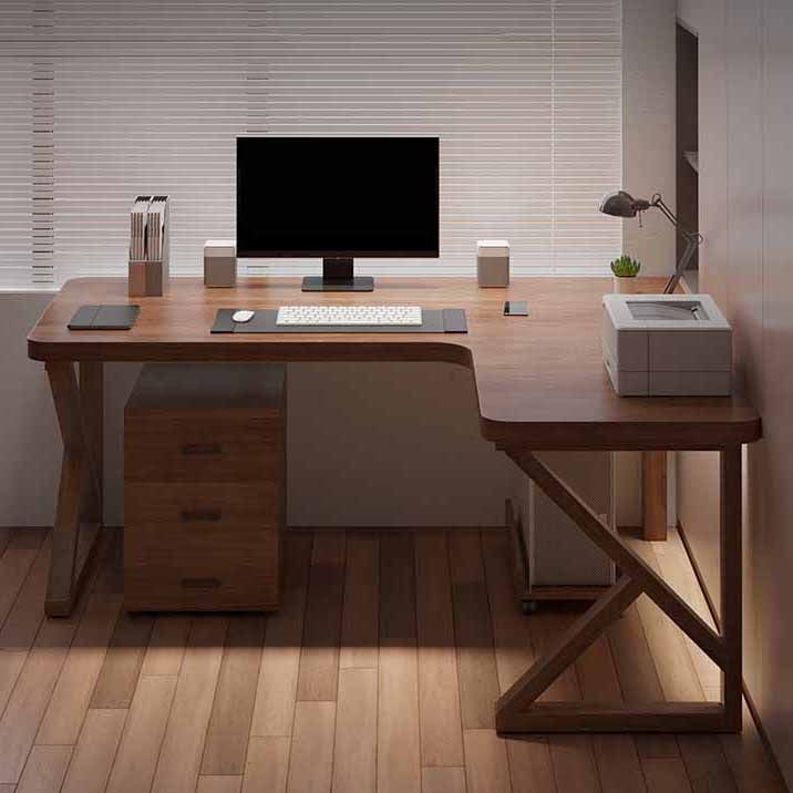 29.25-inch H Modern Writing Desk L-Shape Solid Wood Office Desk