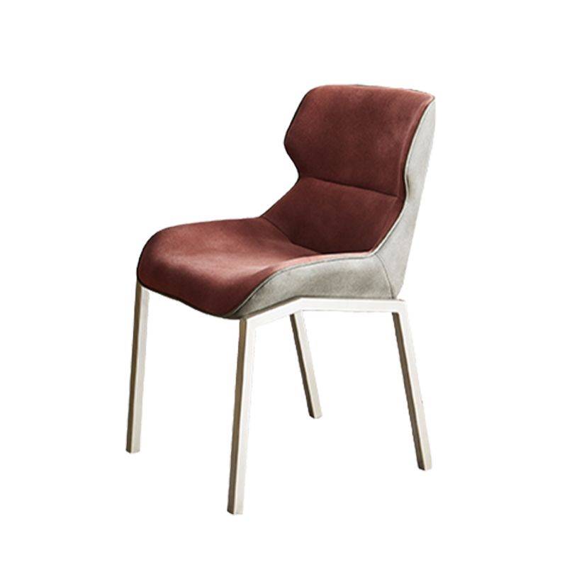 Contemporary Metal Dining Chair Upholstered Armless Chair for Restaurant Use