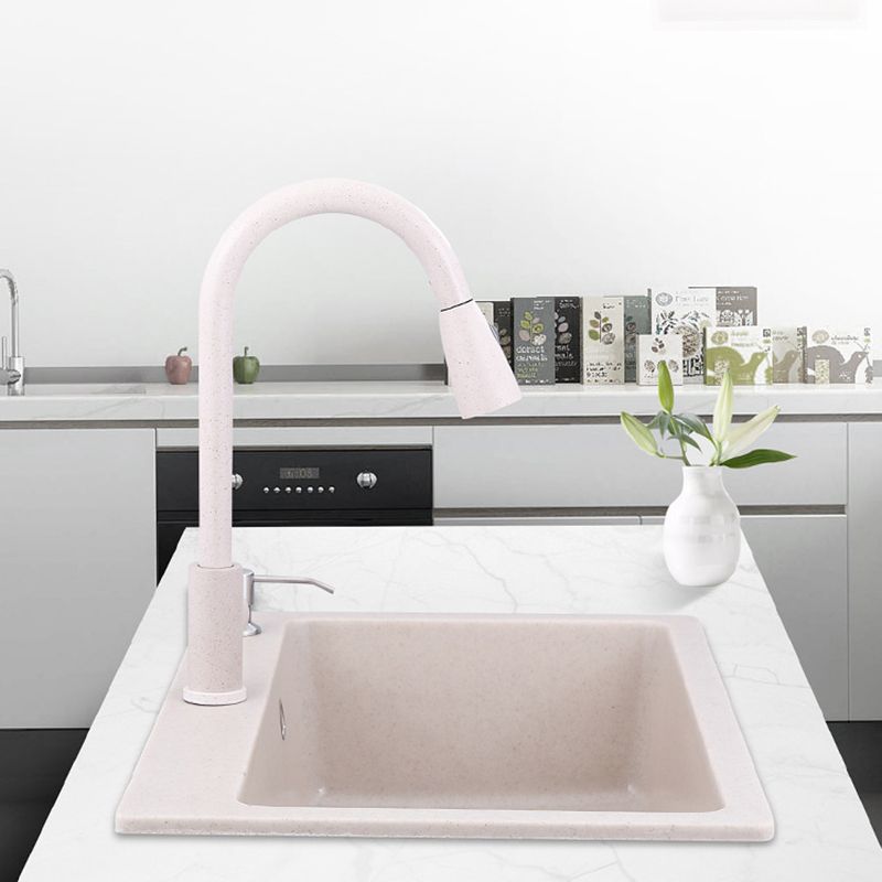 Drop-In Quartz Kitchen Sink Single Bowl Kitchen Sink in White