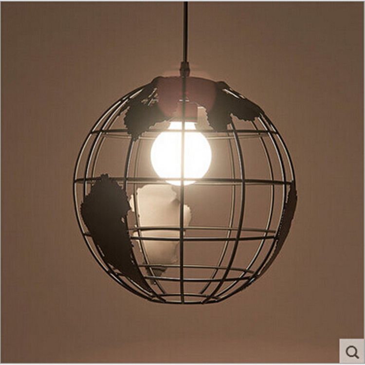 3 Lights Globe Light Pendant Industrial Style Metal Hanging Lights for Restaurant