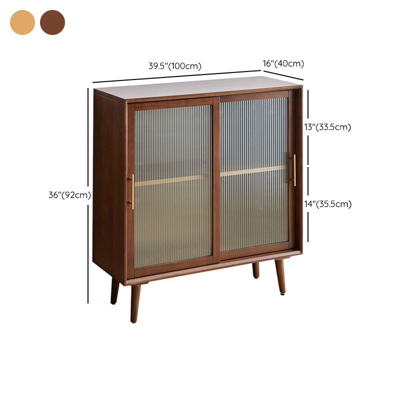 Contemporary Beech Dining Server Glass Doors Buffet Server for Dining Room