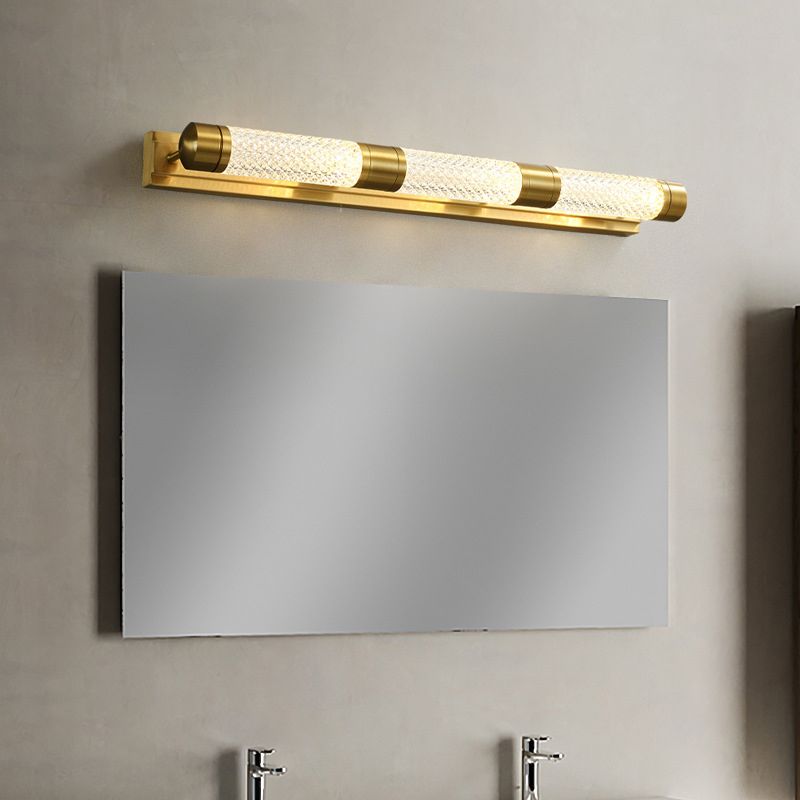 Modern Style Brass Vanity Wall Lights Cylindrical Multi Lights Vanity Lighting Ideas