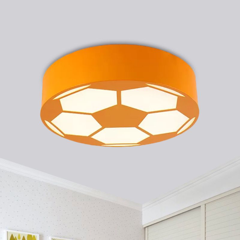 Rood/Geel/Blauw Voetbal Flushmount Children-Style LED Metal Flush Plafond Lamp met Acryl Schaduw