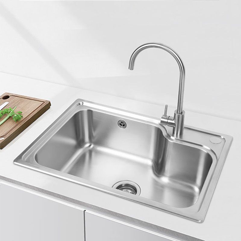 Modern Kitchen Sink Stainless Steel with Basket Strainer and Drain Assembly Sink Only